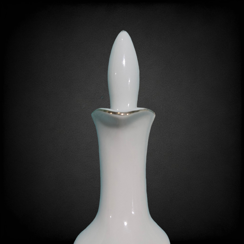 1950s Vintage Porcelain Decanter Floral Gold Trim Cork Stopper Mid-Century Cruet - Picture 11 of 16